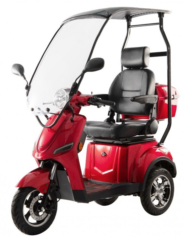 Scooter électrique Swiss Edition 1100 avec toit - batterie lithium-ion - 60 V/30 Ah - rouge bordeaux