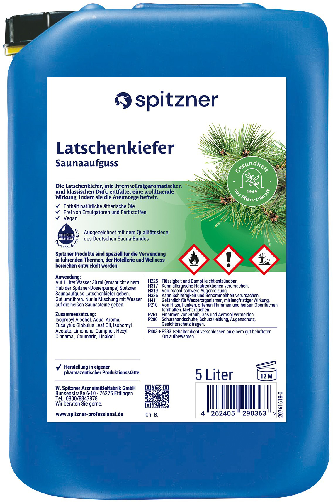 Spitzner Infuso per sauna al pino mugo - tanica da 5 litri