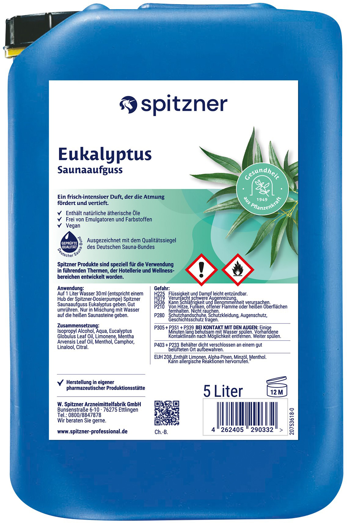 Spitzner Infuso per sauna all’eucalipto - Tanica da 5 litri