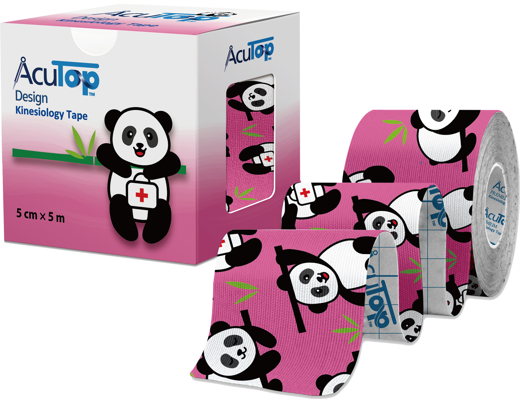 AcuTop Nastro Kinesio Design 5 cm x 5 m - Motivo Panda rosa