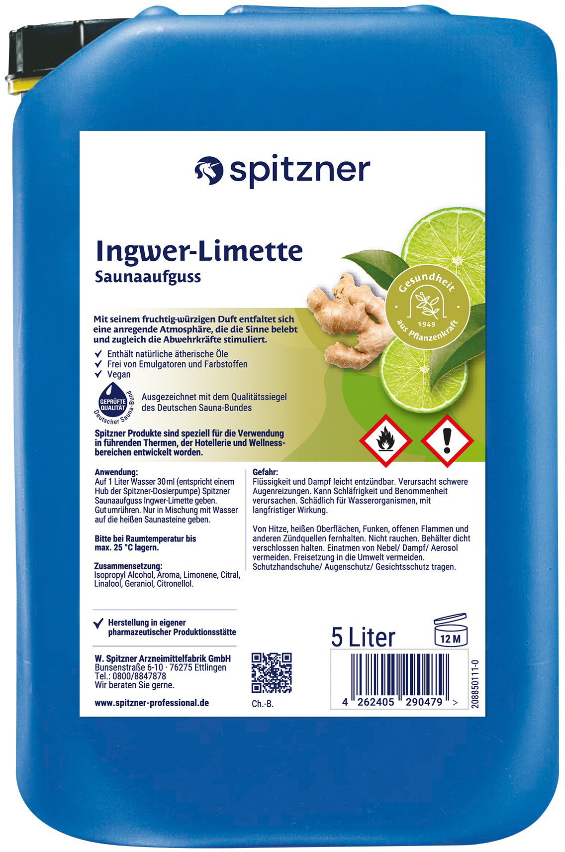Spitzner Additivo per bagno turco allo zenzero e lime - Tanica da 5 litri