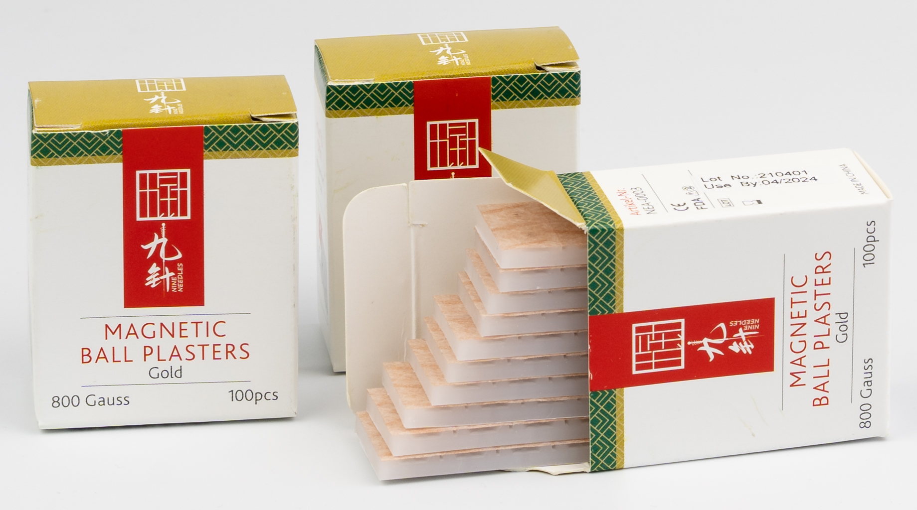 Nine Needles sferette magnetiche placcate in oro su cerotto - confezione da 100