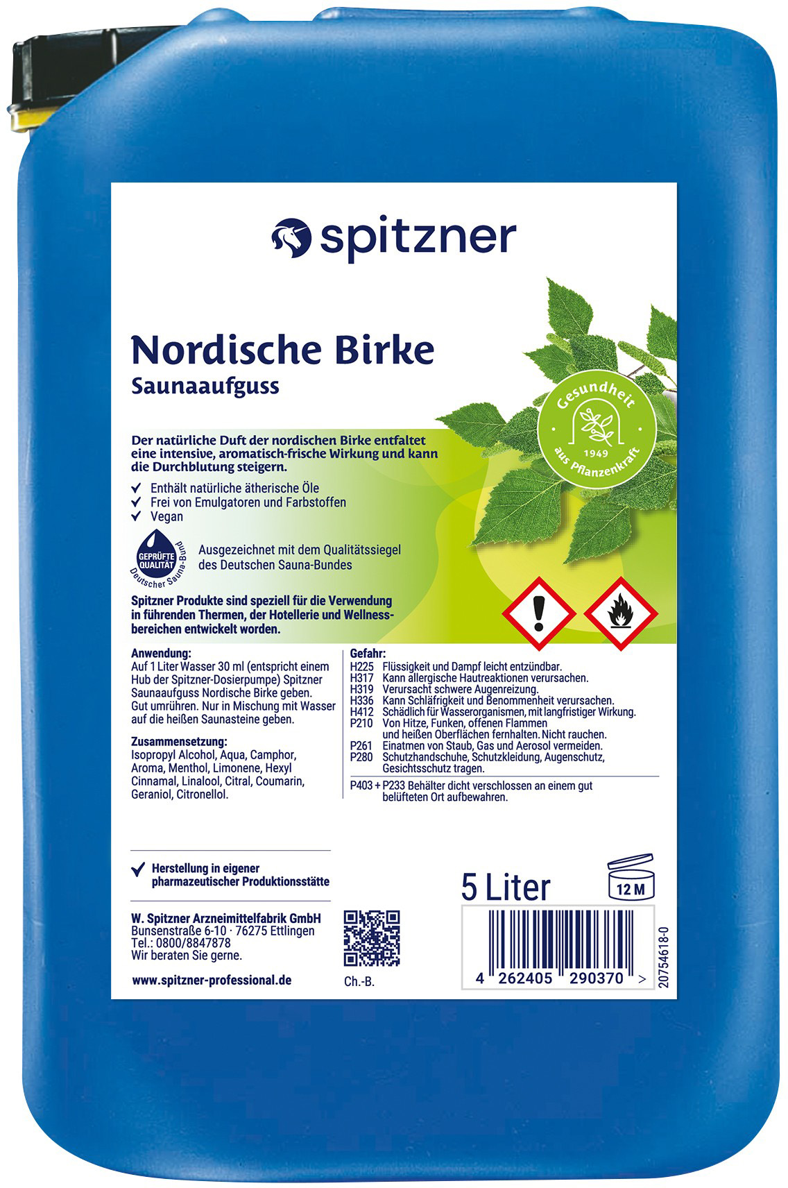 Spitzner Infuso per sauna alla betulla nordica - Tanica da 5 litri