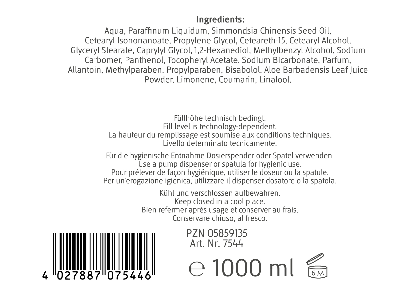 Massagecreme 1 Liter Basisch