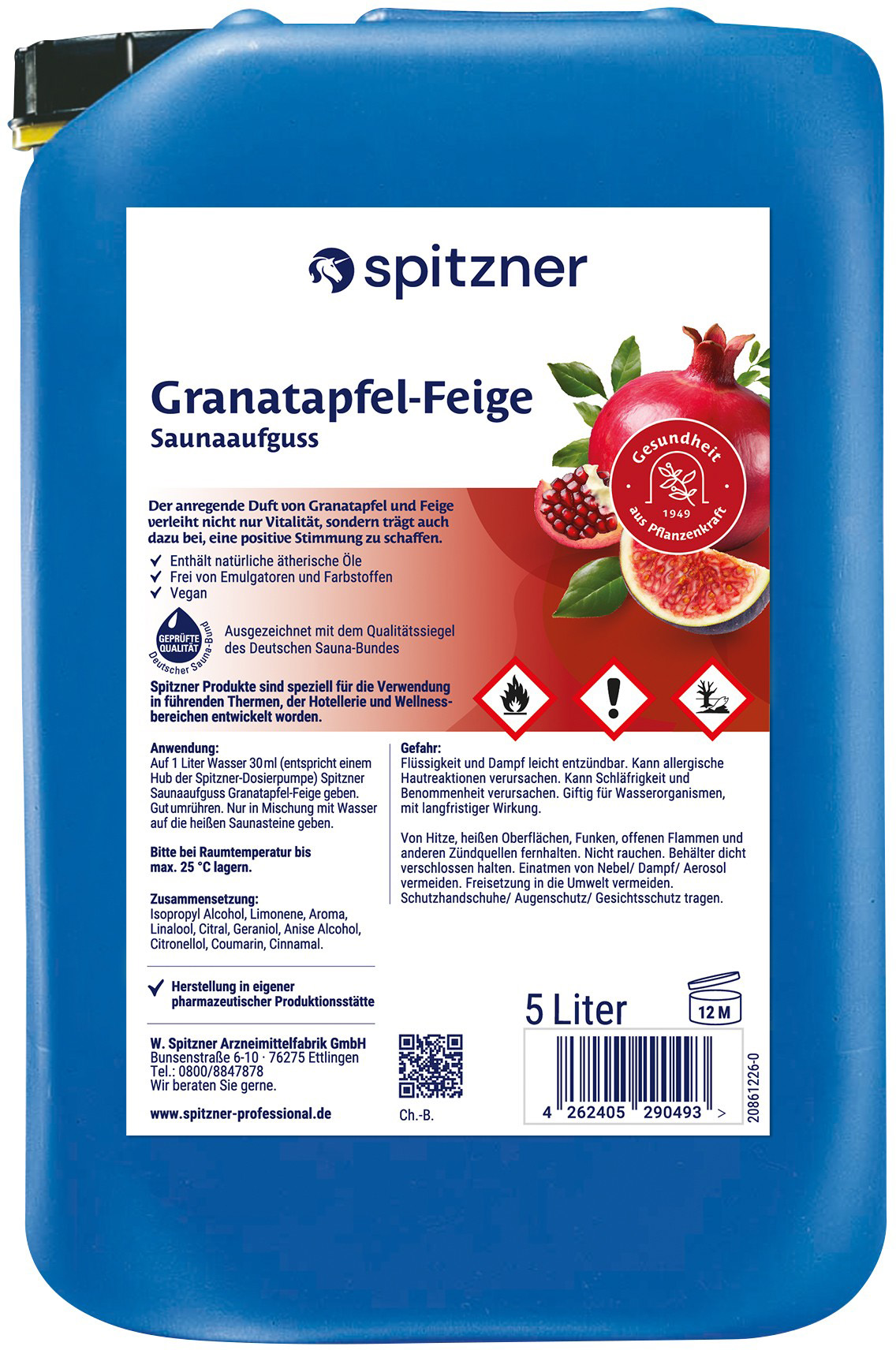 Spitzner Infuso per sauna al melograno e fico - Tanica da 5 litri