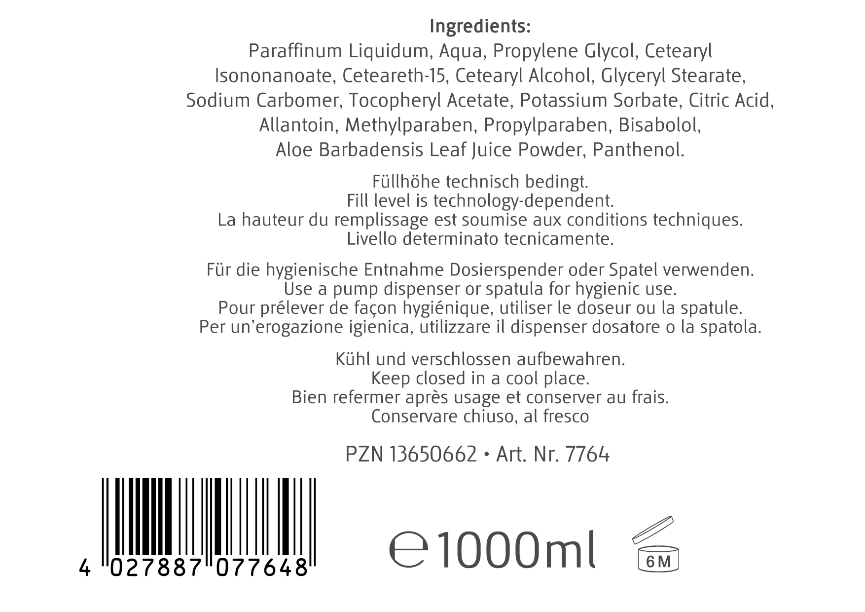 Massagecreme 1 Liter Basisch