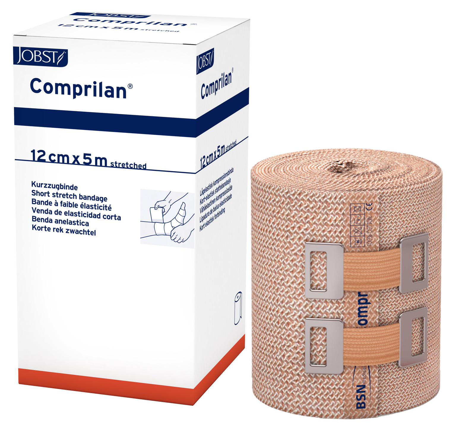 Comprilan elastische Kurzzugbinde 12 cm x 5 m hautfarben