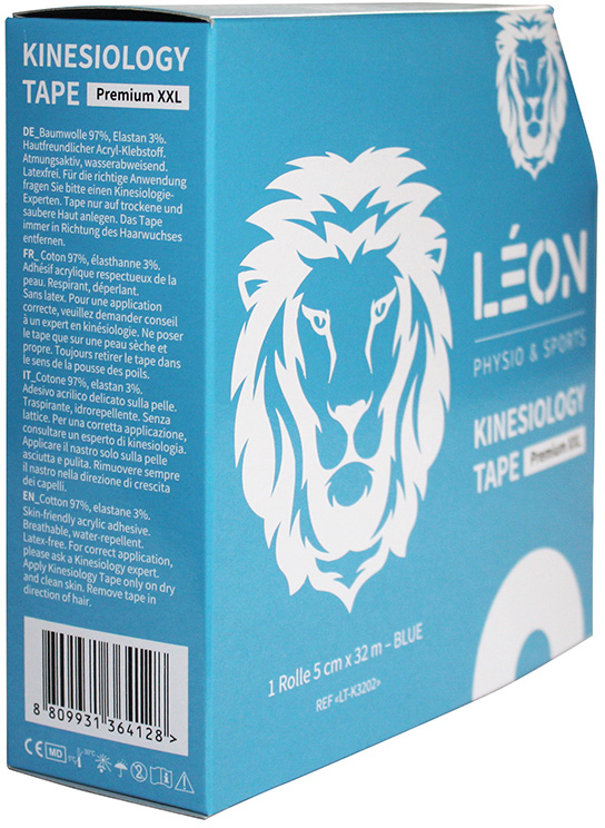 Leon Premium Nastro kinesiologico Tape XXL 5 cm x 32 m blu