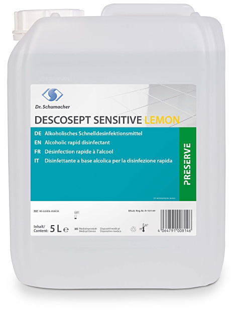 Disinfettante rapido Descosept Sensitive Lemon Dr. Schumacher - 10 litri