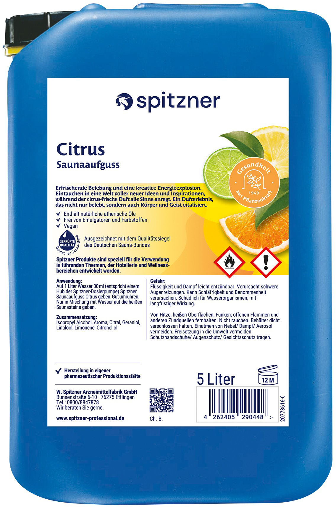 Spitzner Infuso per sauna agli agrumi - Tanica da 5 litri