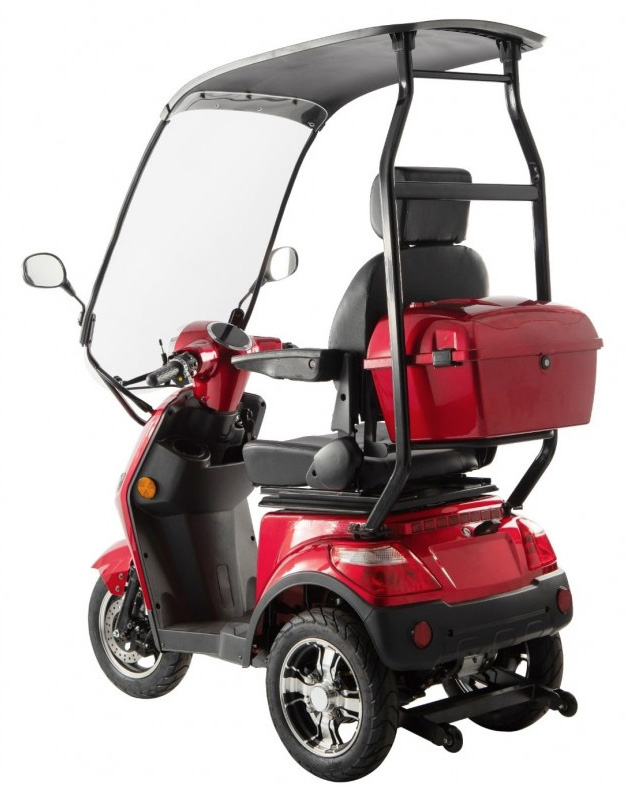 Scooter électrique Swiss Edition 1100 avec toit - batterie lithium-ion - 60 V/30 Ah - rouge bordeaux