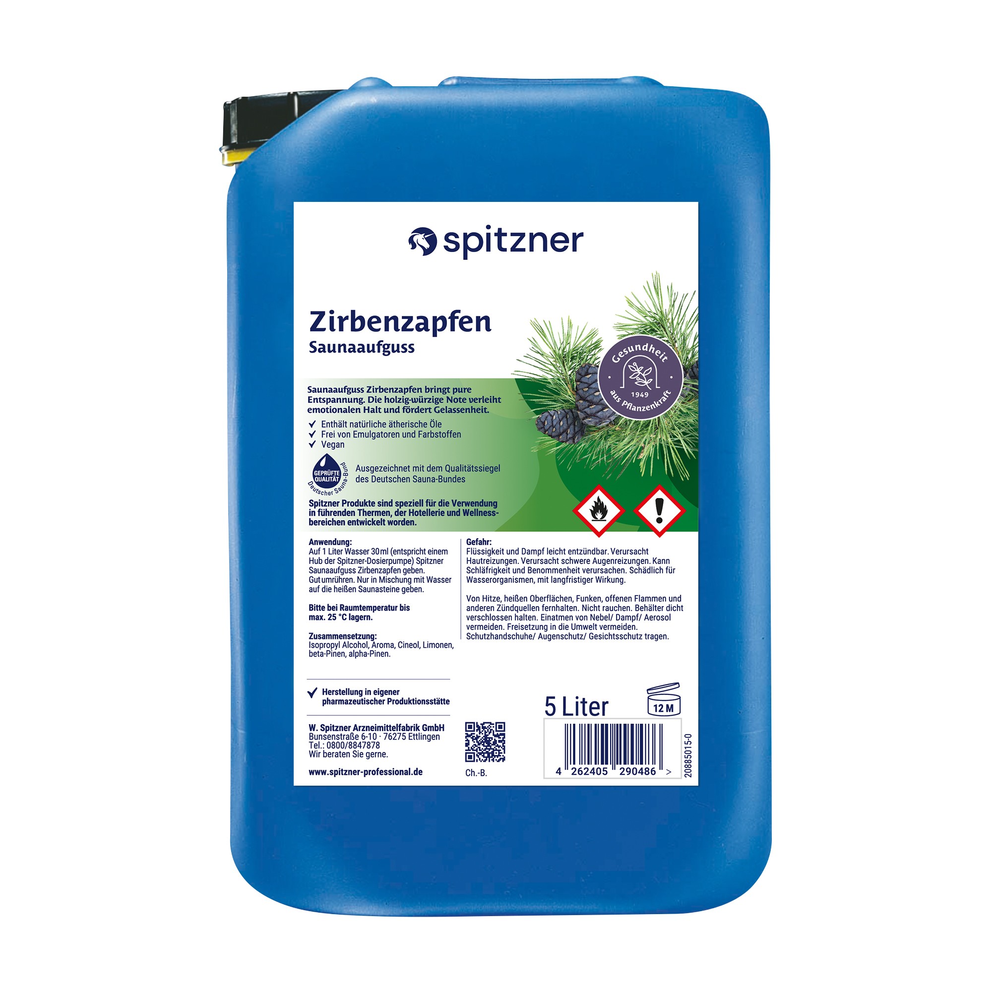 Spitzner Infuso per sauna alle pigne di pino cembro - Tanica da 5 litri