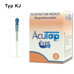 AcuTop Akupunkturnadel Typ KJ: Stahlwendelgriff, silikonisiert (beschichtet), mit Führrohr, 1 Nadel per Blister, Pack à 100 Nadeln  - CE - 