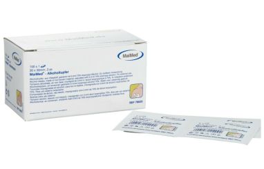 100 Alkoholtupfer gebrauchsfertig zur Haut-Desinfektion, 100 mit Alkohol getränkte Tupfer 