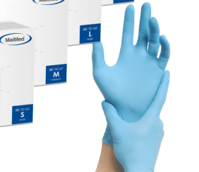 Einweghandschuhe «Solution 100» Gr. S-XL, 100 Stk. / Box, blau, Nitril, latex- und puderfrei 