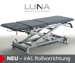 Behandlungsliege «LUNA-3e» elektrisch höhenverstellbar, 3-teilige Liegefläche 