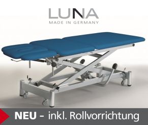 Behandlungsliege «LUNA-3h» mit Fusspumpen-Hydraulik (h) höhenverstellbar, 3-teilige verstellbare Liegefläche 
