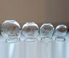 4er-Set dickwandige Schröpfgläser zum Feuerschröpfen 