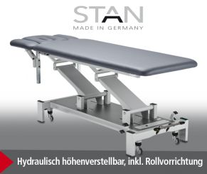 «STAN-2h» hydraulische Behandlungsliege 2-teilige Liegefläche, Fusspumpen-Hydraulik  - CE - 
