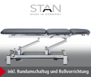 «STAN-3e» elektr. Behandlungsliege, 3-teilge manuell verstellbare Liegefläche - CE - 