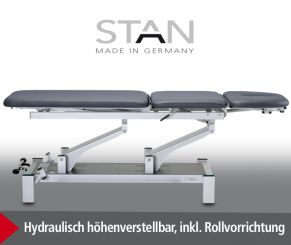 «STAN-3h» hydraulische Behandlungsliege, 3-teilige Liegefläche, Fusspumpen-Hydraulik  - CE - 