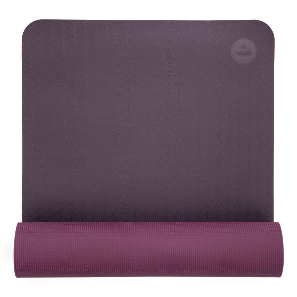 Yogamatte & Pilatesmatte «LOTUS PRO» Palm-Muster, 183 x 60 cm / 6 mm, TPE aubergine/dunkel aubergine