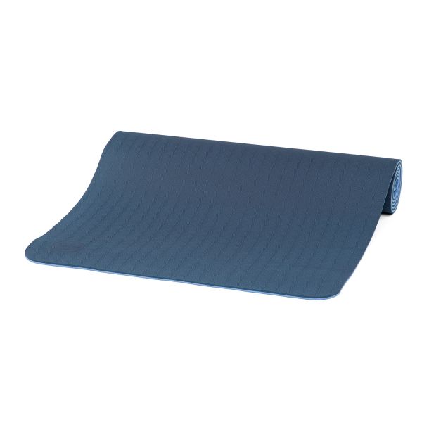 Yogamatte & Pilatesmatte «LOTUS PRO» Palm-Muster, 183 x 60 cm / 6 mm, TPE blau/hellblau