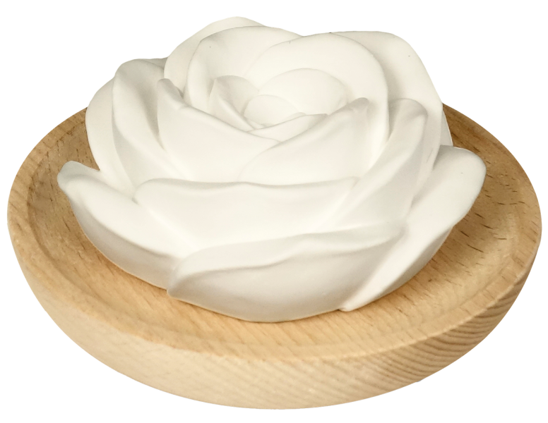 Duftstein «Rose» mit Holzteller 