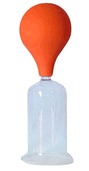 Dünnwandiges Massage-Glas Ø 3,0cm mundgeblasen mit Saug-Ball 