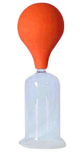 Dünnwandiges Massage-Glas Ø innen 2.7 cm mundgeblasen mit Saug-Ball 