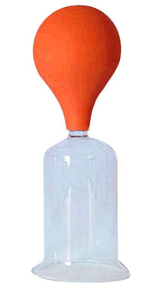 Dünnwandiges Massage-Glas Ø 5,0cm, mundgeblasen mit Saug-Ball 