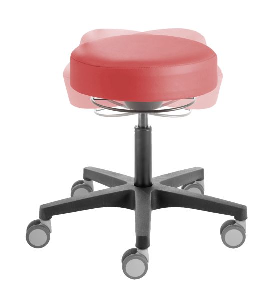 Rollhocker «Poppi Dijon ERGO» Standard-Höhe 48-61cm, Kombirollen Ø 65cm, Ringauslösung 