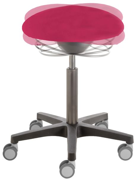 Rollhocker «Poppi Dijon kvx ERGO» extrahoch 51-71cm, Kombirollen Ø 65cm, Ringauslösung 