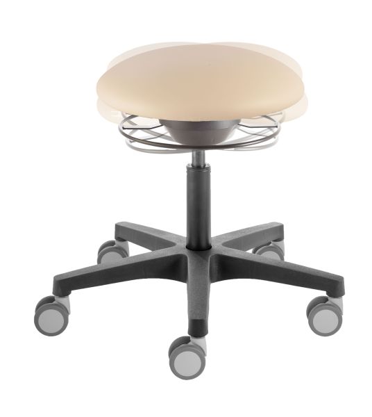 Rollhocker «Poppi Dijon kvx ERGO» Standard-Höhe 48-61cm, Kombirollen Ø 65cm, Ringauslösung 