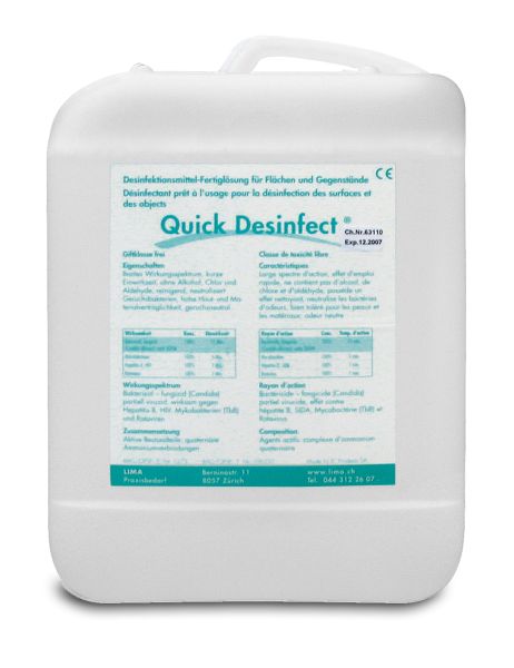 «Quick Desinfect®» alkoholfreies Desinfektionsmittel & Reinigungsmittel Kanister à 10 Liter Fertiglösung