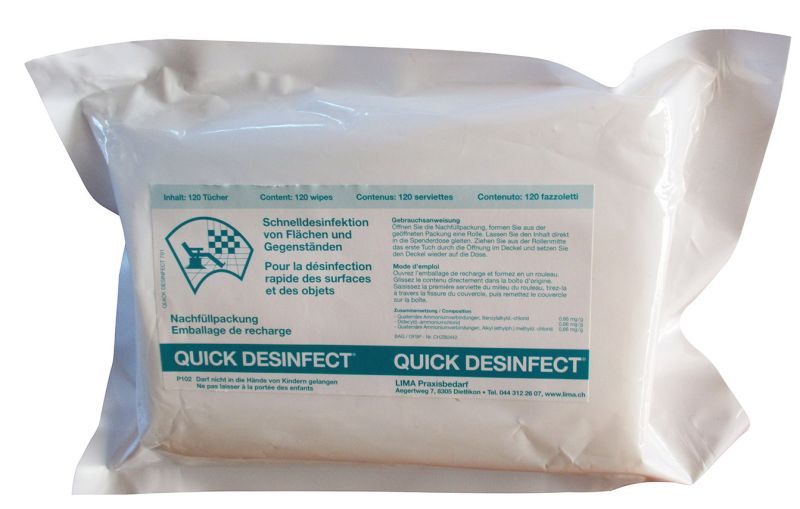Nachfüllbeutel «Quick Desinfect» Feuchttüchlein 120 Stk. 